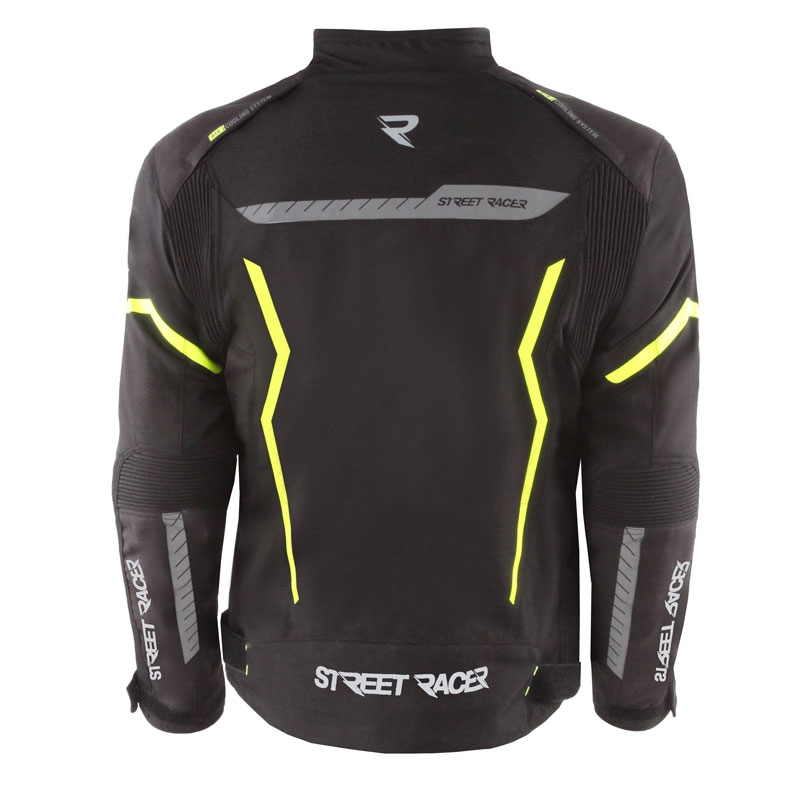 "Street Racer Flex" juoda-fluo geltonos spalvos motociklininko striukė