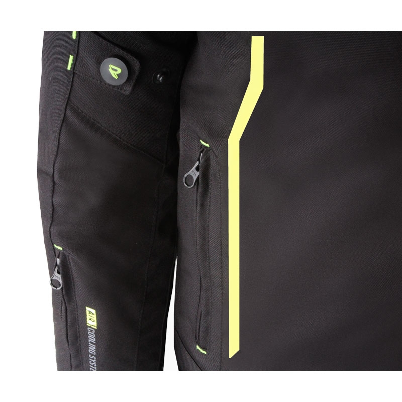 "Street Racer Flex" juoda-fluo geltonos spalvos motociklininko striukė