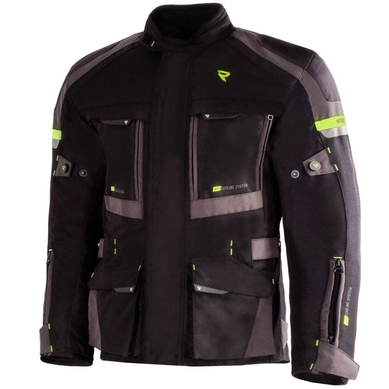 Motociklo striukė „Street Racer Rocket“ juoda-pilka-fluorescencinė geltona