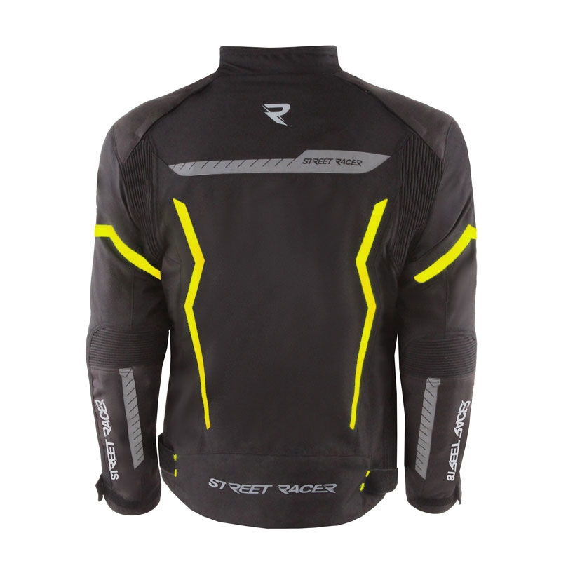 "Street Racer Flex Air" juodai-fluo geltonos spalvos motociklininko striukė