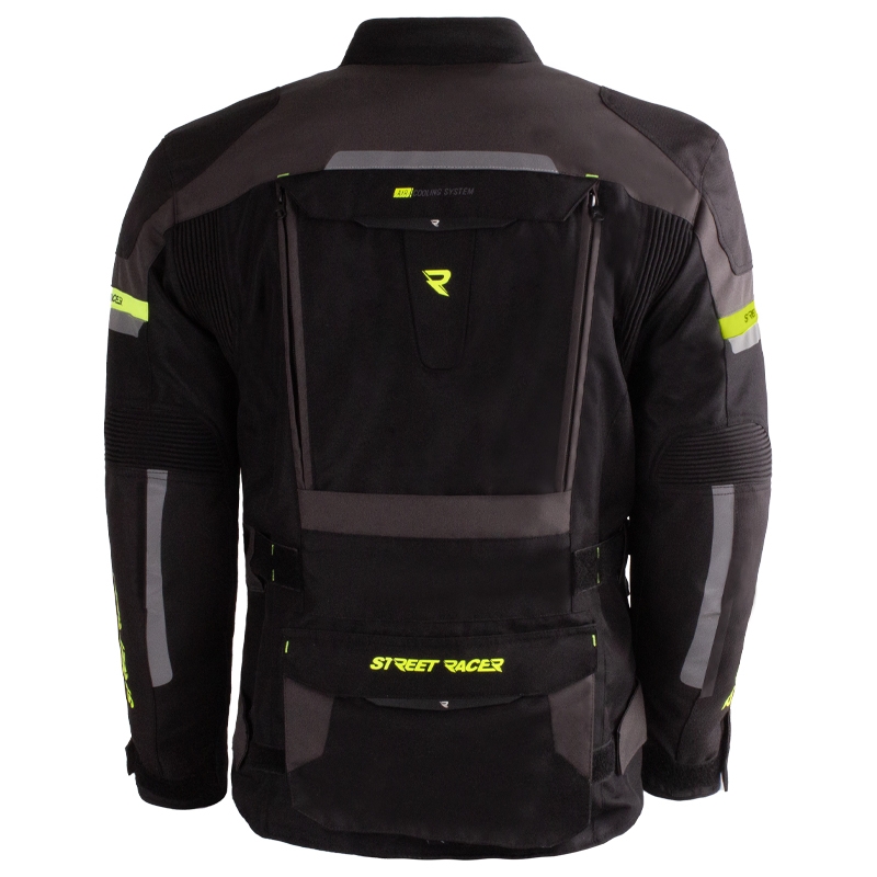 Motociklo striukė „Street Racer Rocket“ juoda-pilka-fluorescencinė geltona