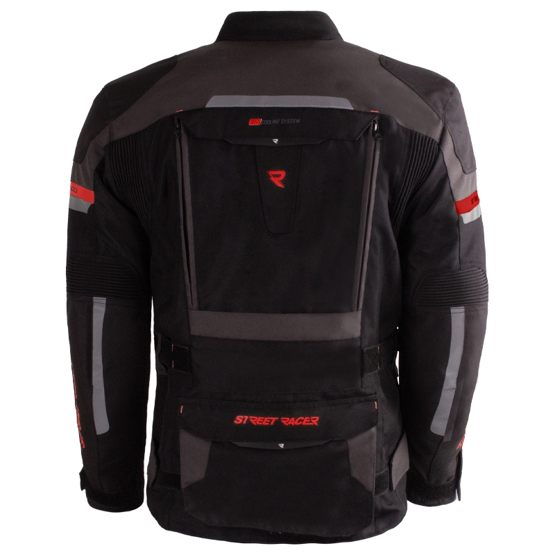 Street Racer Rocket juoda-pilka-raudona motociklininko striukė