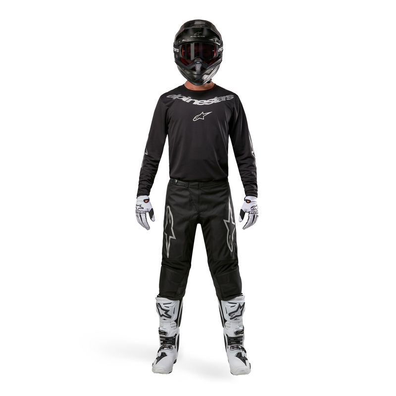 Alpinestars Fluid Lucent motokroso marškinėliai juodai sidabrinės spalvos