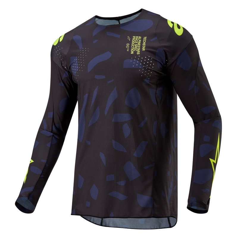Motokrosový dres Alpinestars Techstar Rantera černo-modro-fluo žlutý
