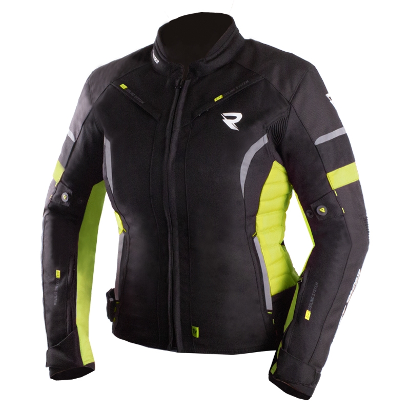 Moteriška motociklininko striukė Street Racer Betty II black-fluo yellow