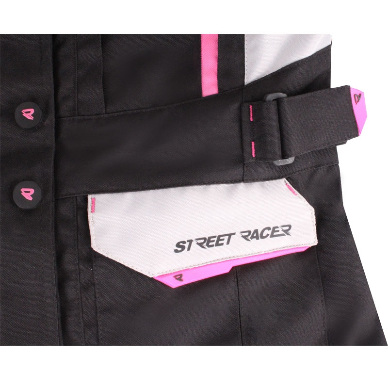 Moteriška motociklo striukė „Street Racer Hilax“ juoda-pilka-rožinė