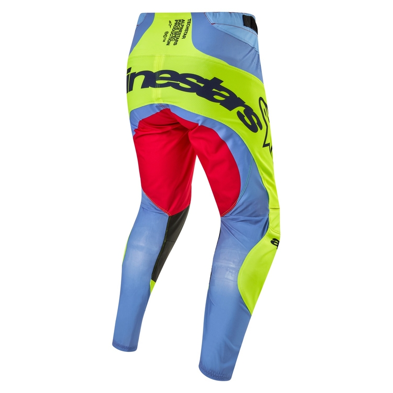 Alpinestars Techstar Ocuri motokroso kelnės Light Blue-Fluo Yellow-Red