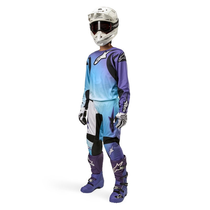 Alpinestars Stella Fluid Motokroso kelnės moterims Baltos ir violetinės spalvos