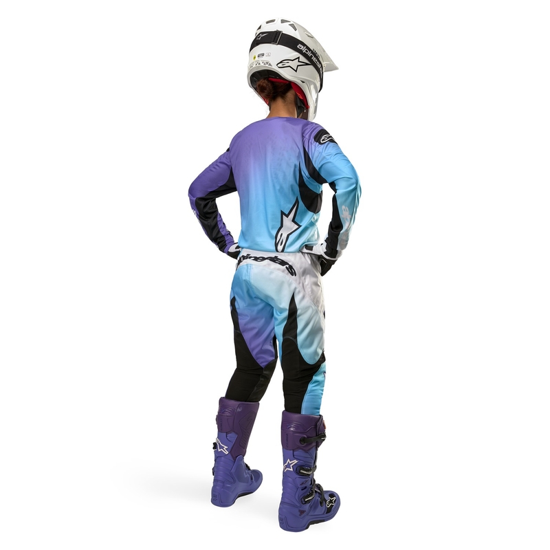 Alpinestars Stella Fluid Motokroso kelnės moterims Baltos ir violetinės spalvos