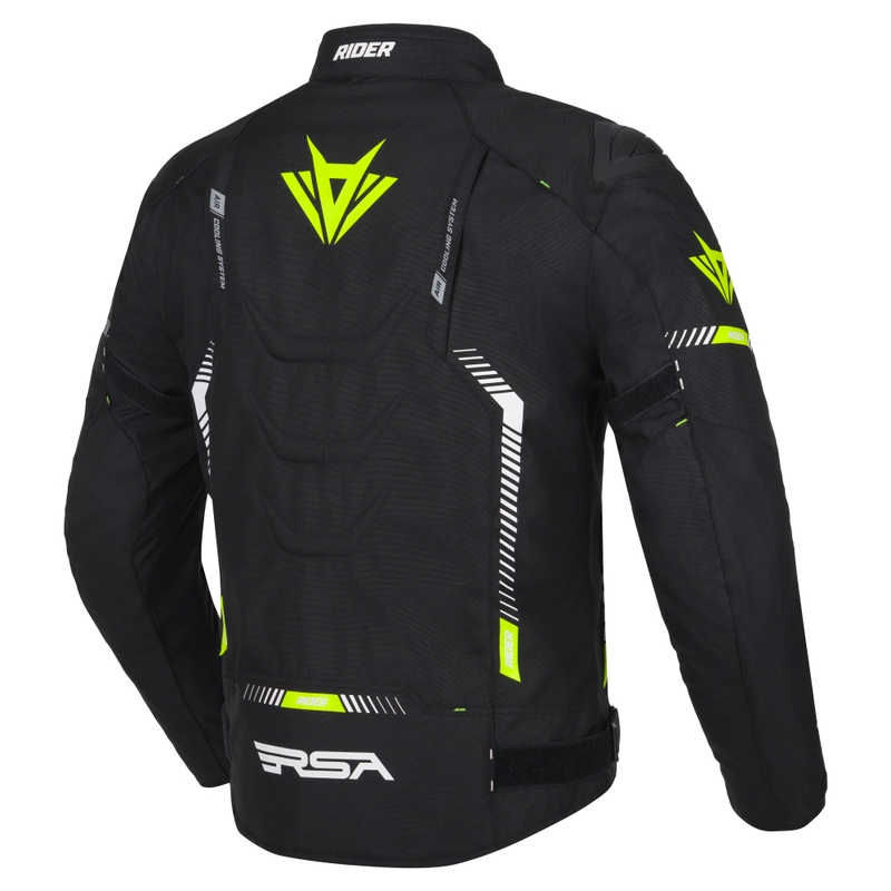 Motociklininko striukė RSA Rider juoda-balta-fluo geltona