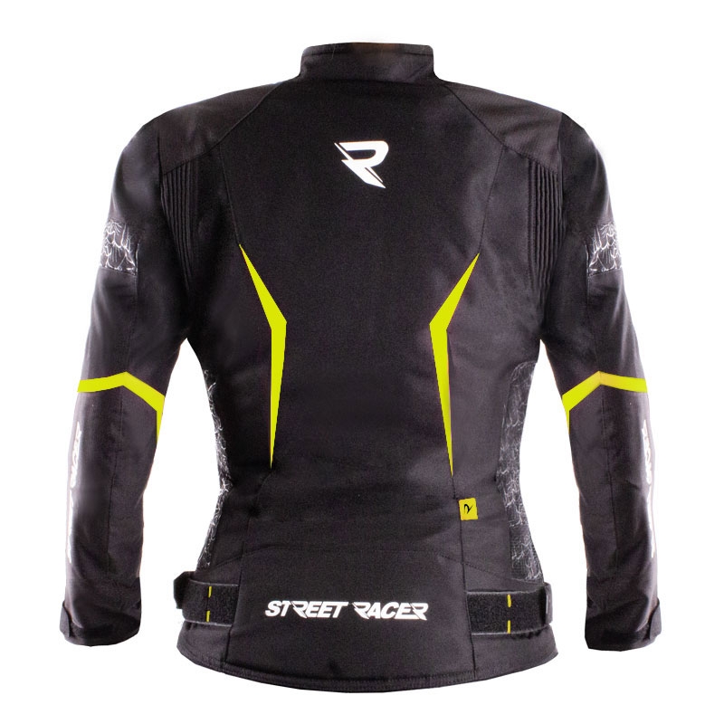 Moteriška motociklininko striukė Street Racer Rose Air black-fluo yellow