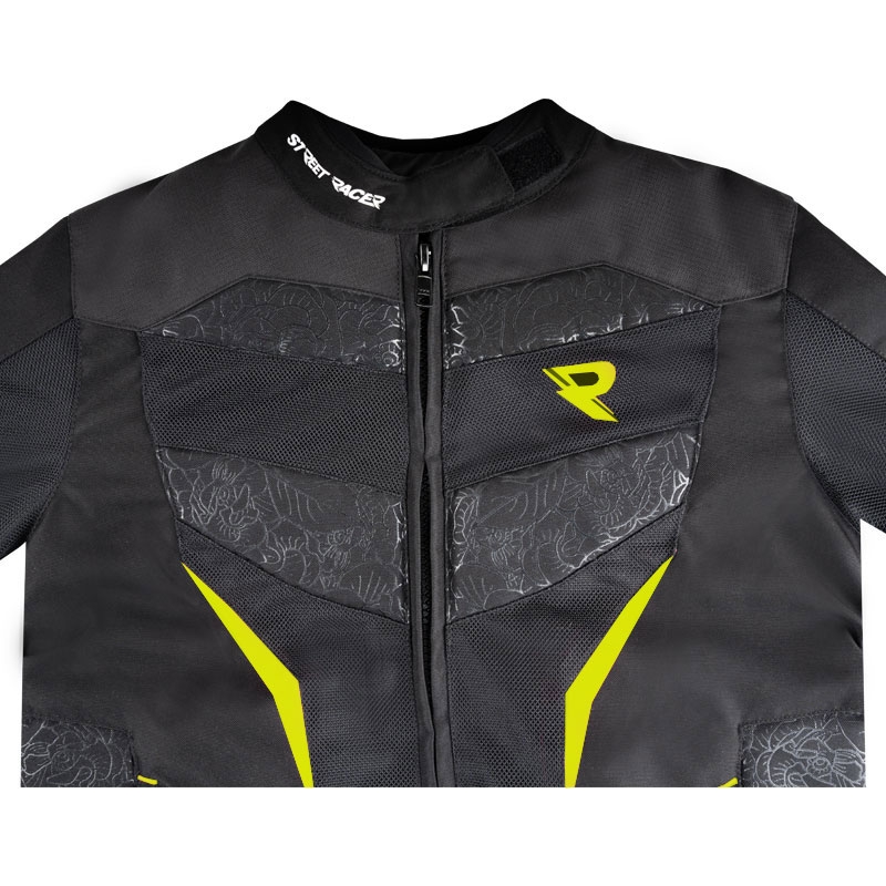 Moteriška motociklininko striukė Street Racer Rose Air black-fluo yellow