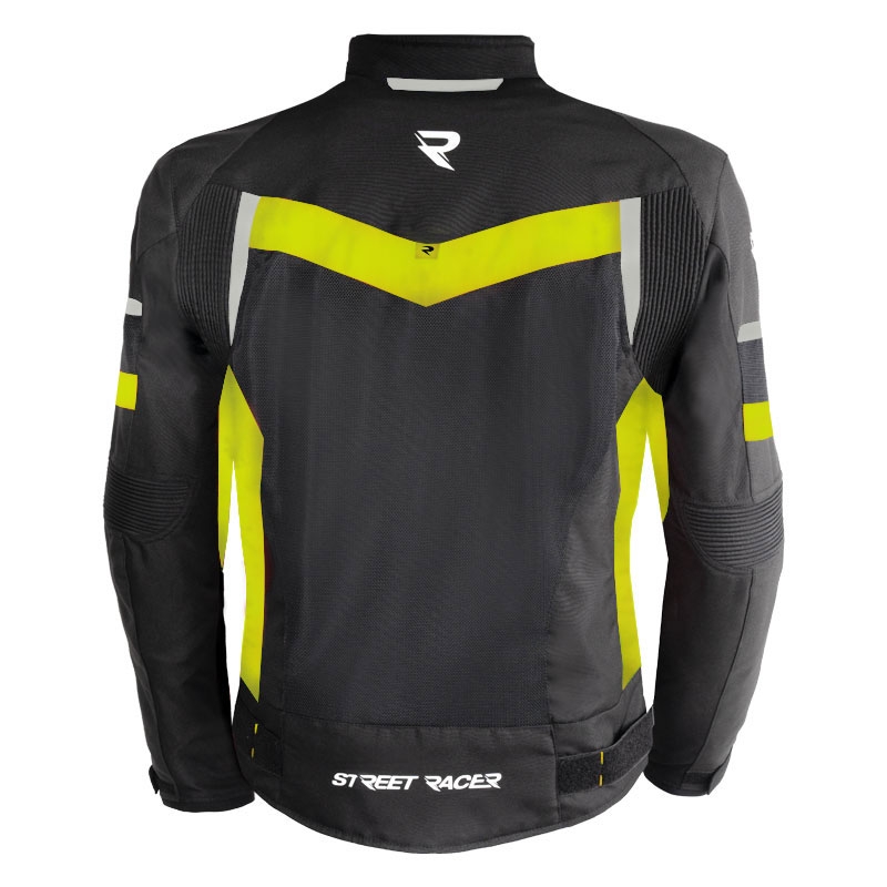 Street Racer Evans Air juoda-fluo geltona motociklininko striukė