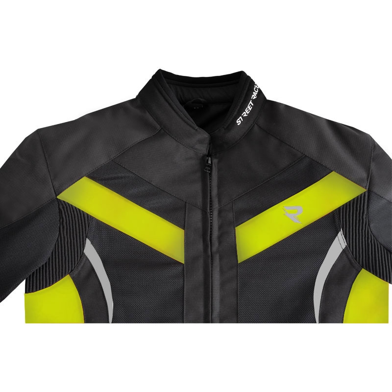 Street Racer Evans Air juoda-fluo geltona motociklininko striukė