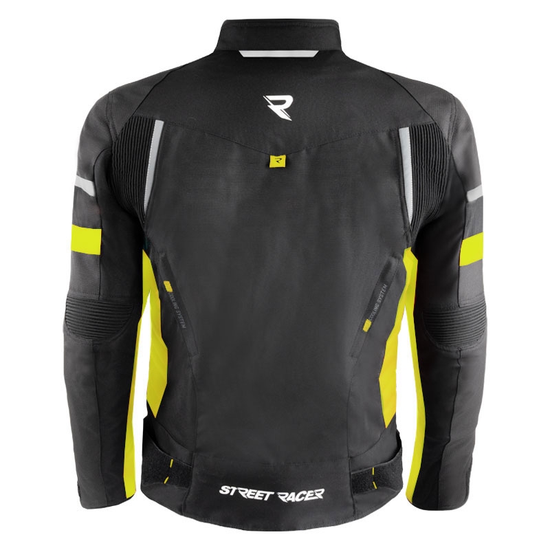 "Street Racer Evans" juoda-fluo geltonos spalvos motociklininko striukė