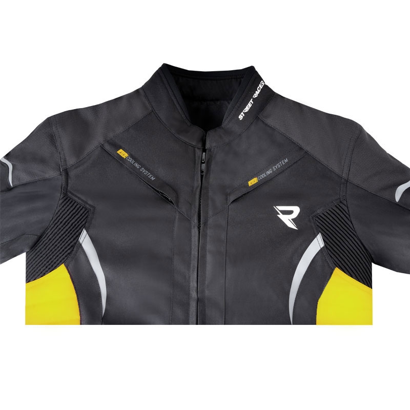 "Street Racer Evans" juoda-fluo geltonos spalvos motociklininko striukė