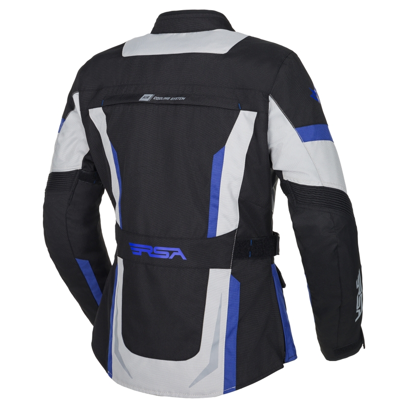 Moteriška RSA EXO 2 Black-Grey-Blue motociklininko striukė