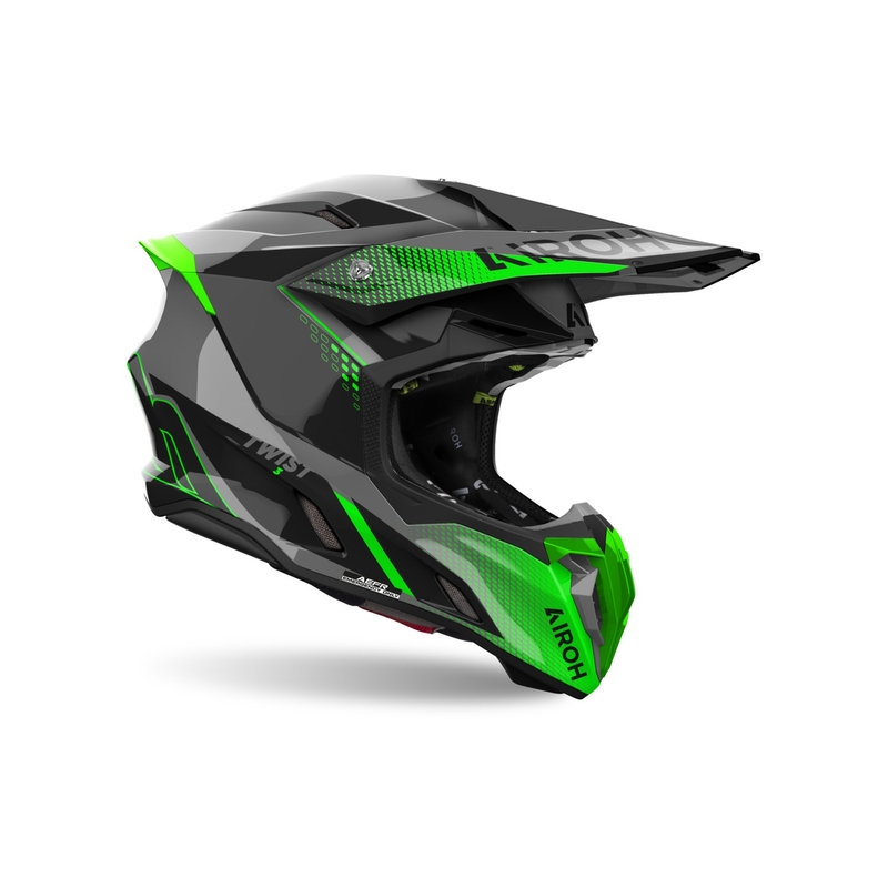 Motokroso šalmas "Airoh Twist 3 Shard" blizgus žalias