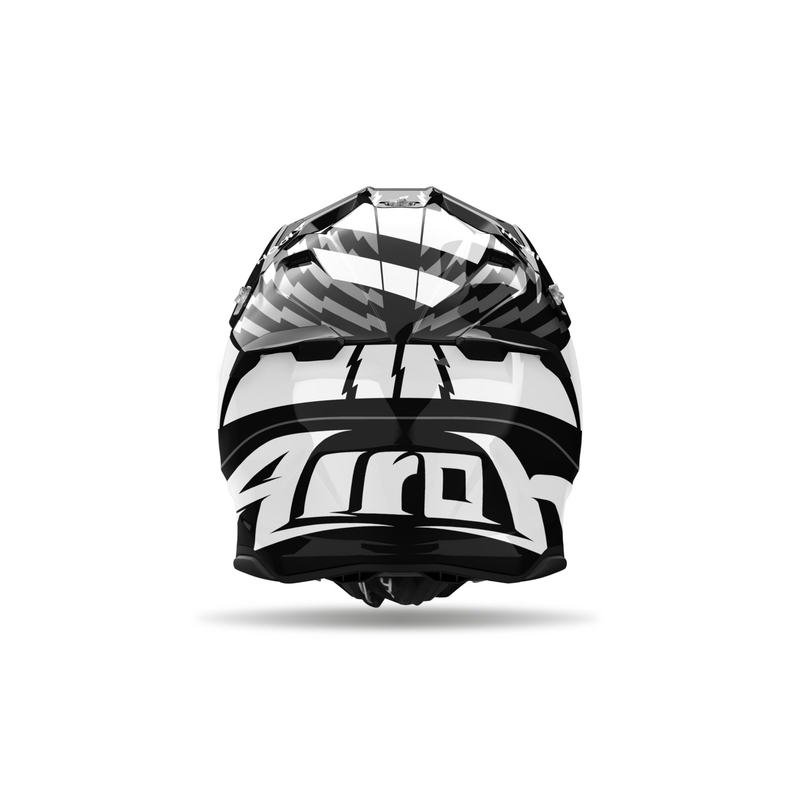 Motokroso šalmas "Airoh Twist 3 Thunder" blizgus juodai baltas