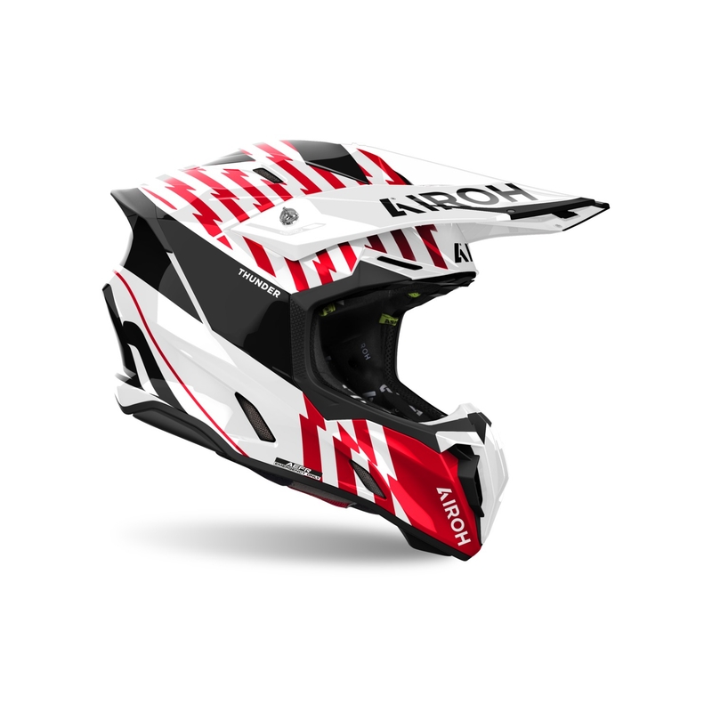 Motokroso šalmas "Airoh Twist 3 Thunder" blizgus raudonas