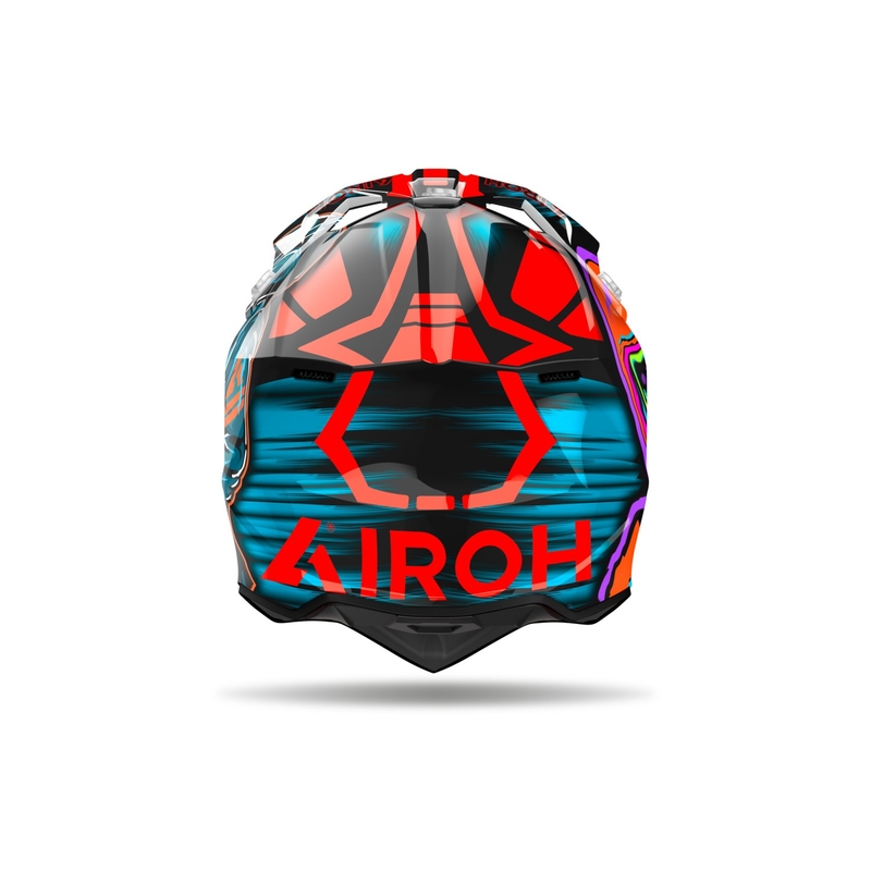 Motokroso šalmas "Airoh Wraaap Cyber" blizgus oranžinis