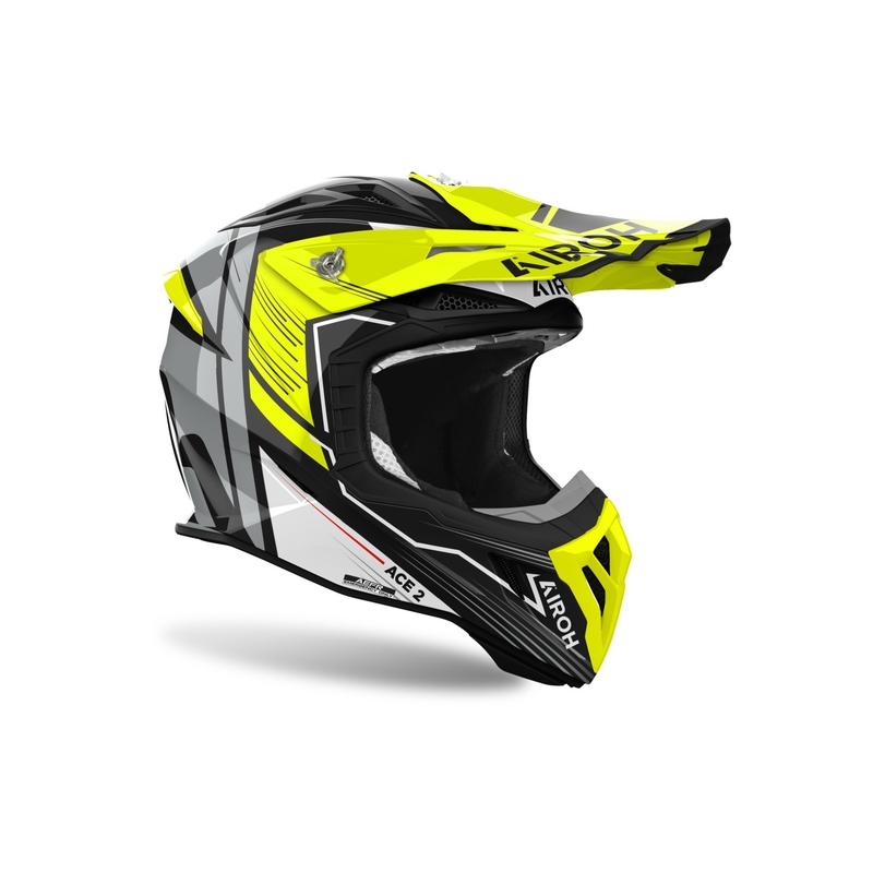 Motokroso šalmas "Airoh Aviator Ace 2 Engine" blizgus geltonas
