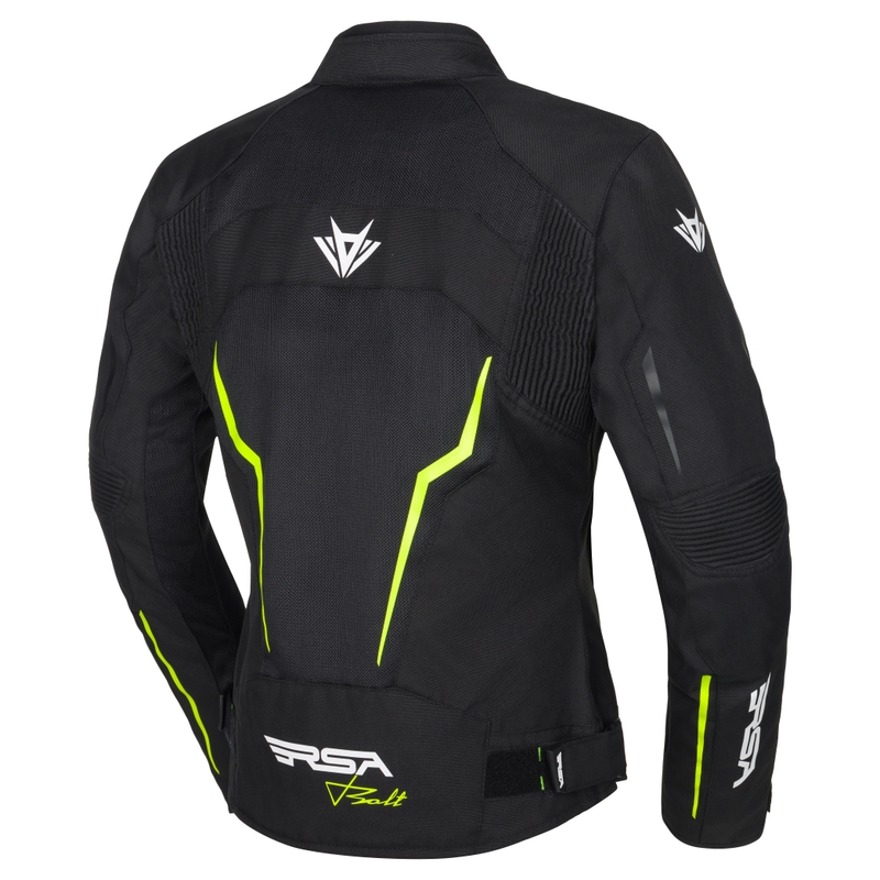 Moteriška RSA Bolt Black-White-Fluo Yellow motociklininko striukė