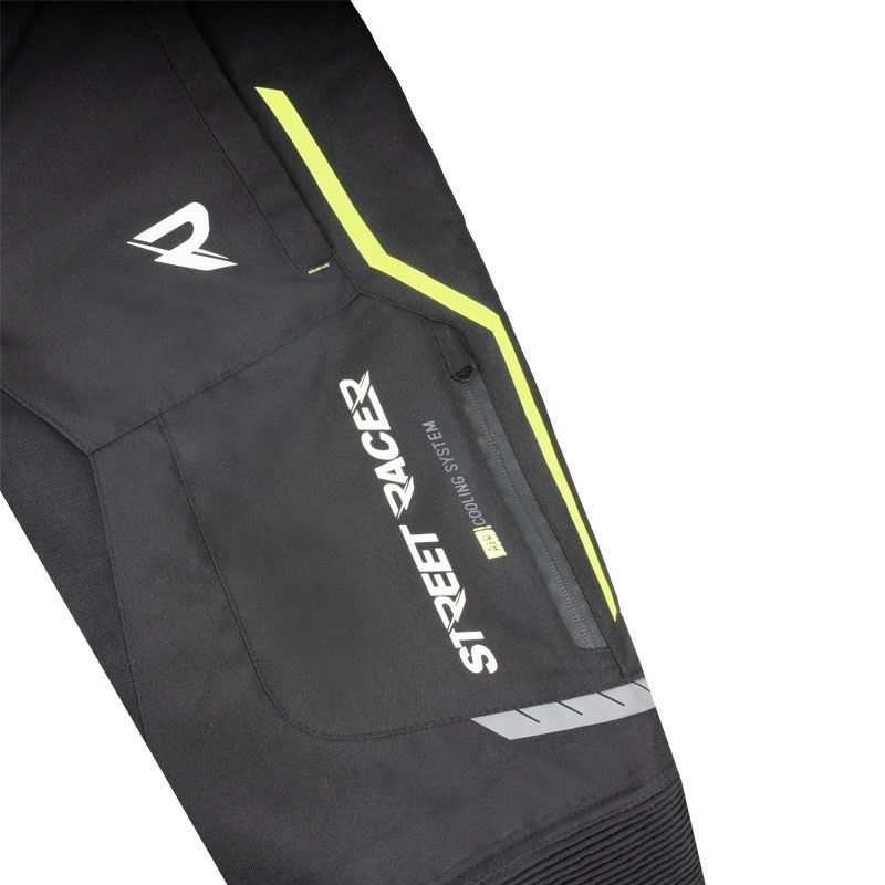 Street Racer Flex motociklininko kelnės juoda-fluo geltona