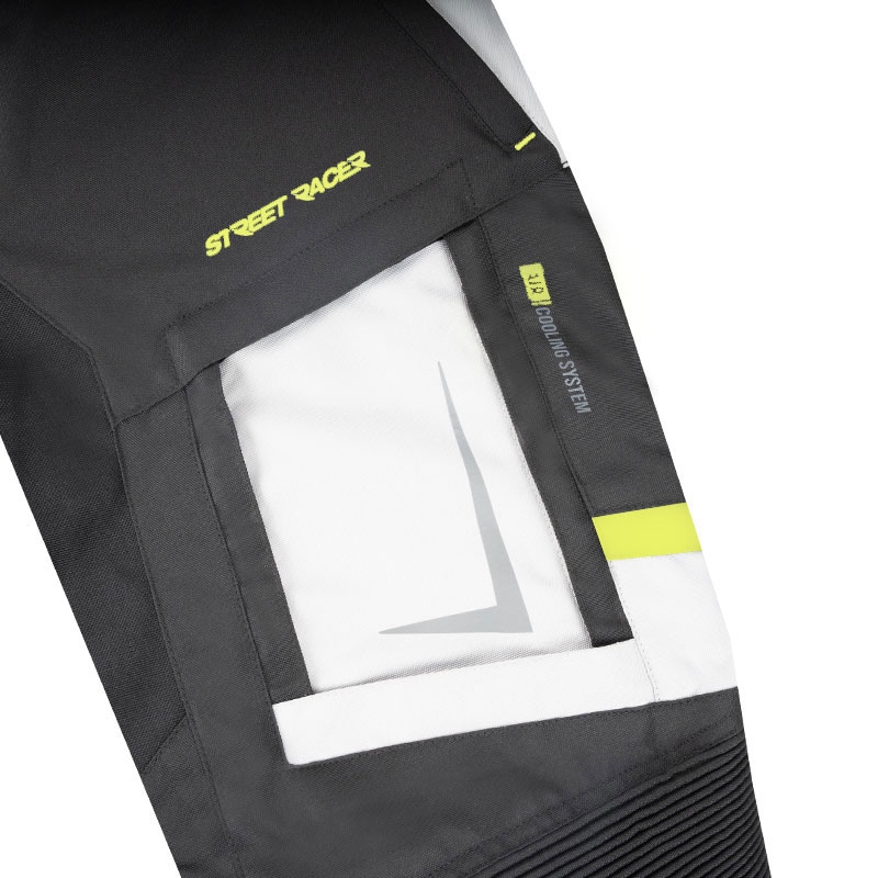 Moteriškos motociklininko kelnės Street Racer Hilax Black-Gray-Fluo Yellow