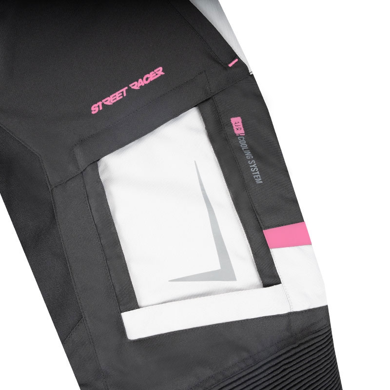 Moteriškos motociklininko kelnės Street Racer Hilax Black-Grey-Pink