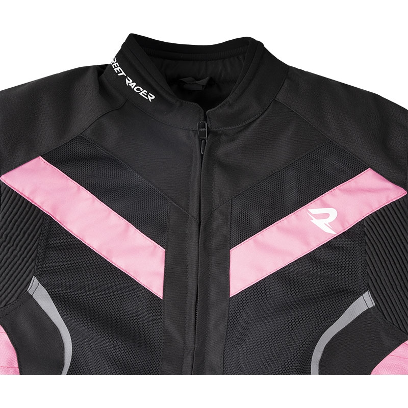 Moteriška Street Racer Betty II Air Black and Pink motociklininko striukė