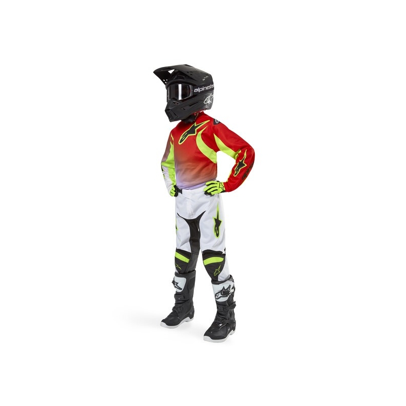 Alpinestars Racer Lucent Vaikų motokroso kelnės balta-juoda-geltona