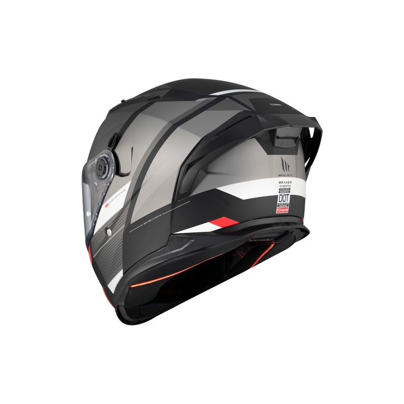 MT BRAKER CHENTO B0 integralus motociklininko šalmas juodai pilkai baltas