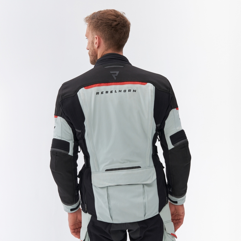 "Rebelhorn Range" pilka-juoda-raudona motociklininko striukė