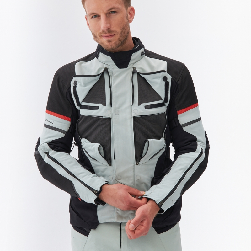 "Rebelhorn Range" pilka-juoda-raudona motociklininko striukė