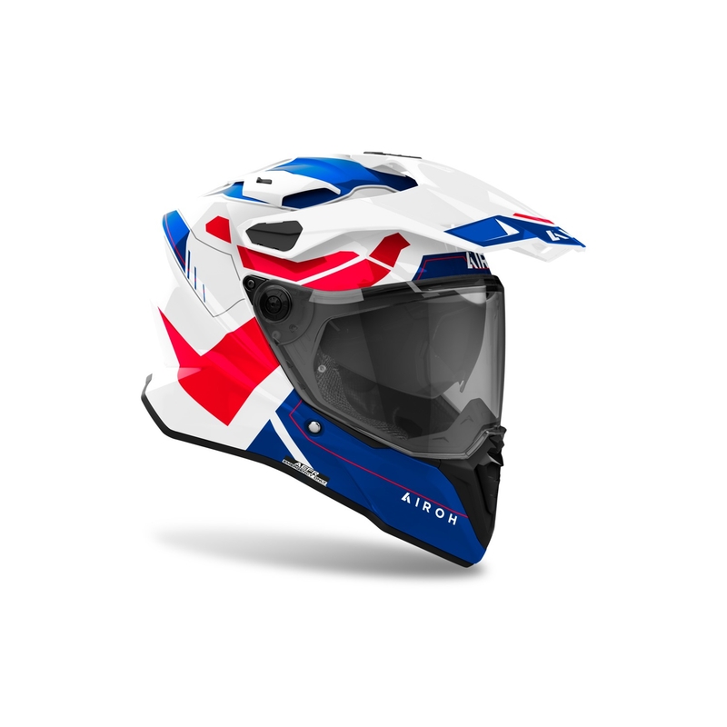 Enduro šalmas "Airoh Commander 2 Reveal" blizgus mėlynai raudonas