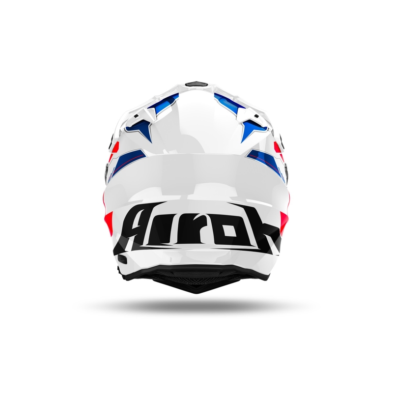 Enduro šalmas "Airoh Commander 2 Reveal" blizgus mėlynai raudonas