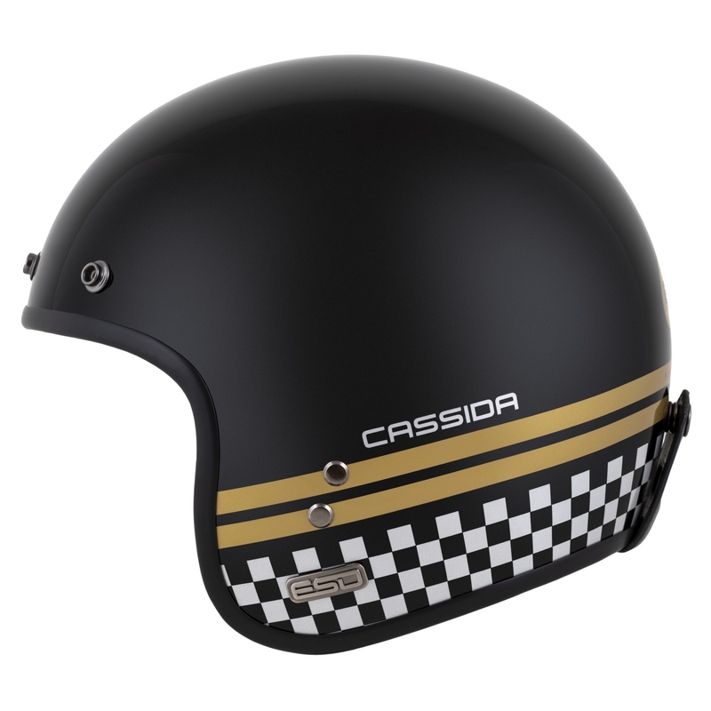 Atviras šalmas Cassida Eso Forty Nine juodas perlamutras, aukso ir pilkos spalvos