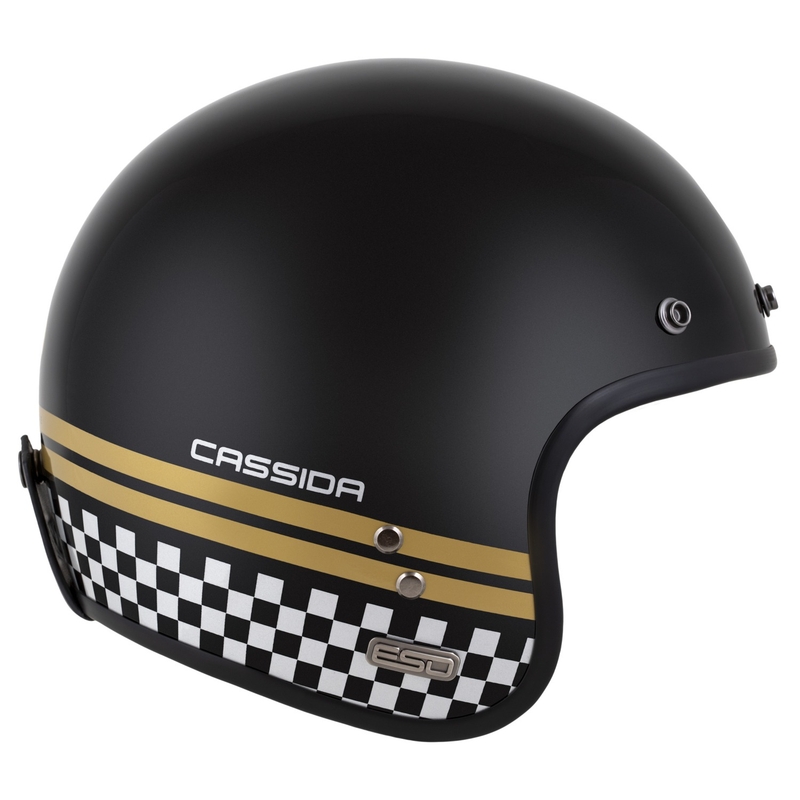 Atviras šalmas Cassida Eso Forty Nine juodas perlamutras, aukso ir pilkos spalvos