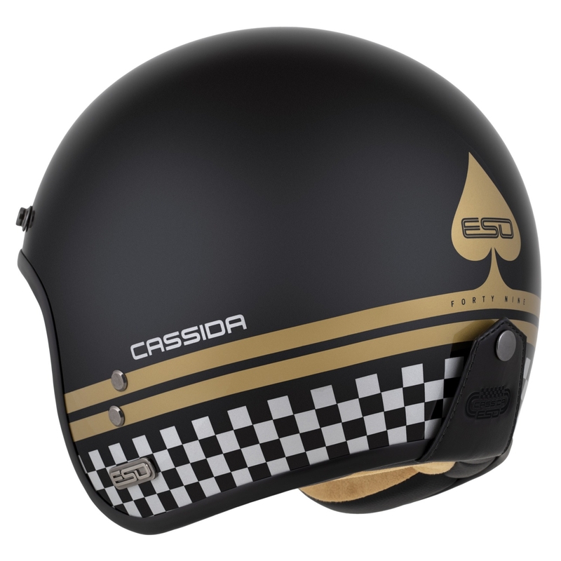 Atviras šalmas Cassida Eso Forty Nine juodas perlamutras, aukso ir pilkos spalvos
