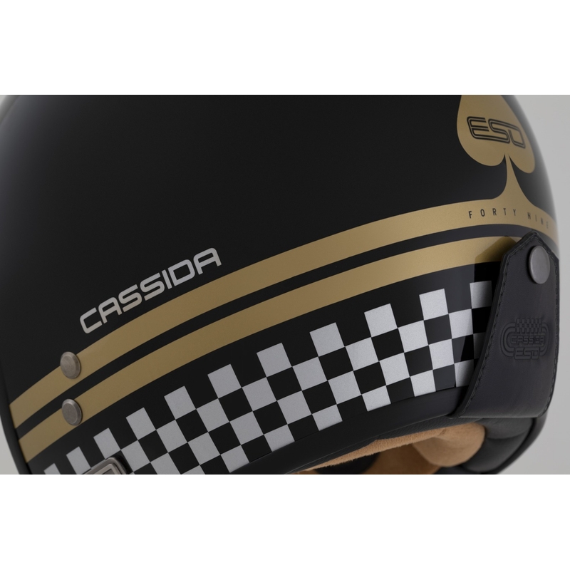 Atviras šalmas Cassida Eso Forty Nine juodas perlamutras, aukso ir pilkos spalvos