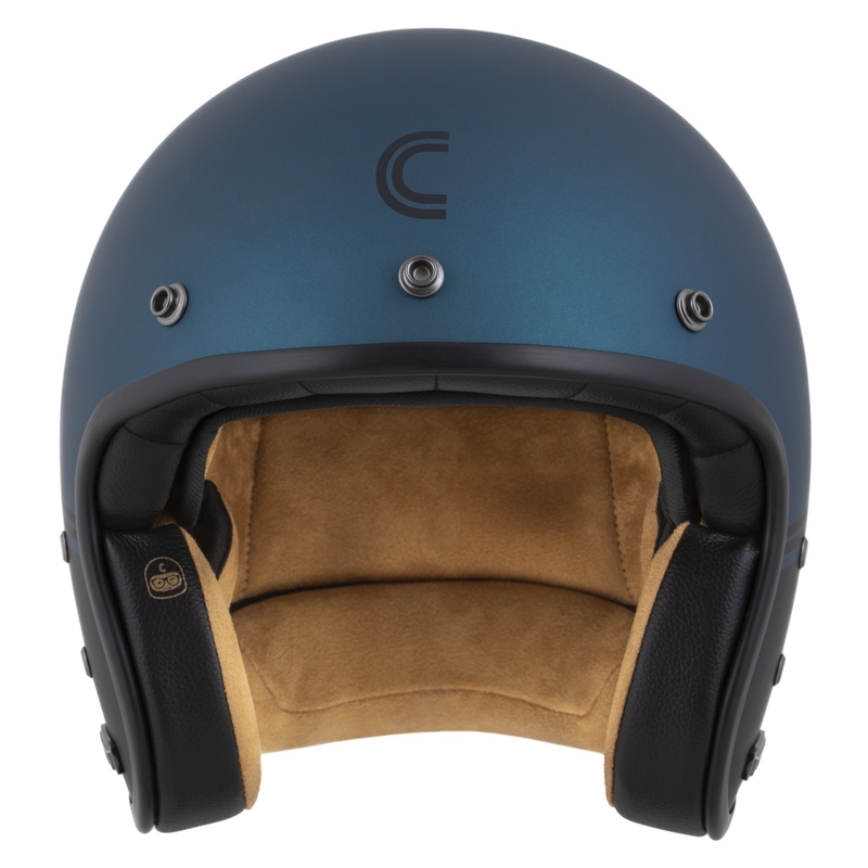 Cassida Eso Super Hooligan Open šalmas juodas matinis metalinis mėlynas