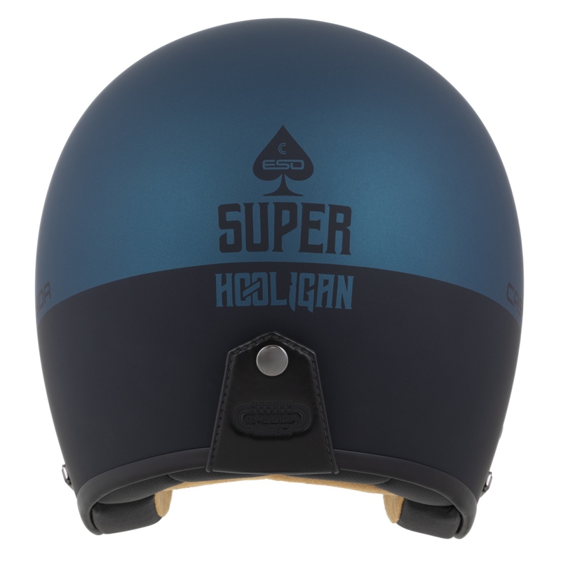 Cassida Eso Super Hooligan Open šalmas juodas matinis metalinis mėlynas