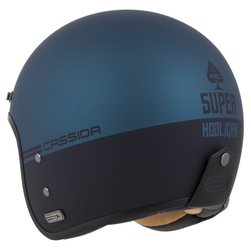 Cassida Eso Super Hooligan Open šalmas juodas matinis metalinis mėlynas