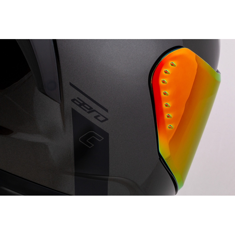 Cassida Aero Super Mono motociklo šalmas, blizgus juodas, chromuotas-juodas, uždaras