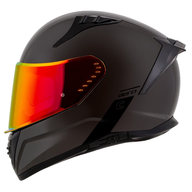 Cassida Aero Super Mono motociklo šalmas, blizgus juodas, chromuotas-juodas, uždaras