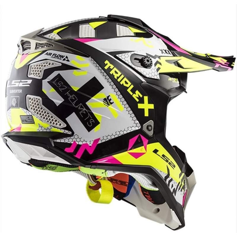 Motokrosová přilba LS2 MX470 Subverter bílo-fluo žluto-růžová výprodej