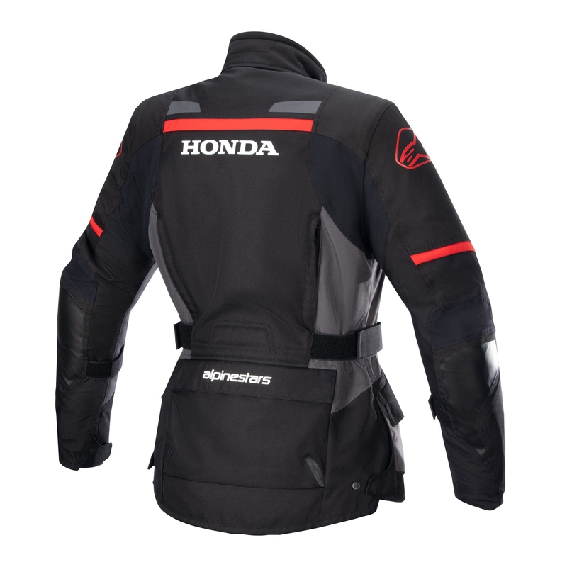 Alpinestars Stella Andes Drystar Honda Juodai pilka moteriška motociklininko striukė
