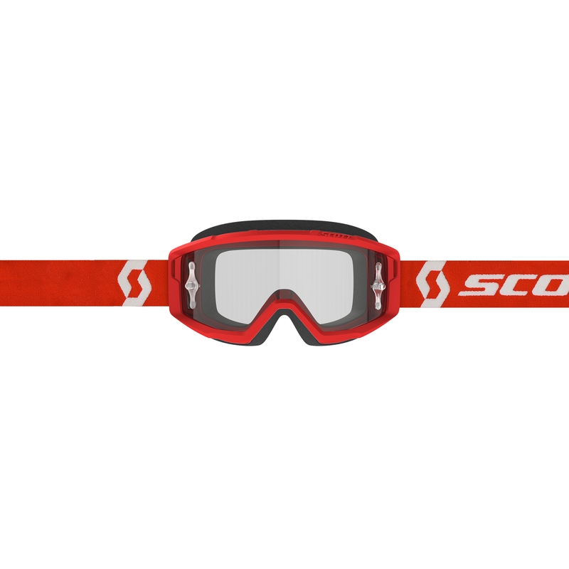 Motokroso akiniai SCOTT PRIMAL CLEAR raudonos ir baltos spalvos