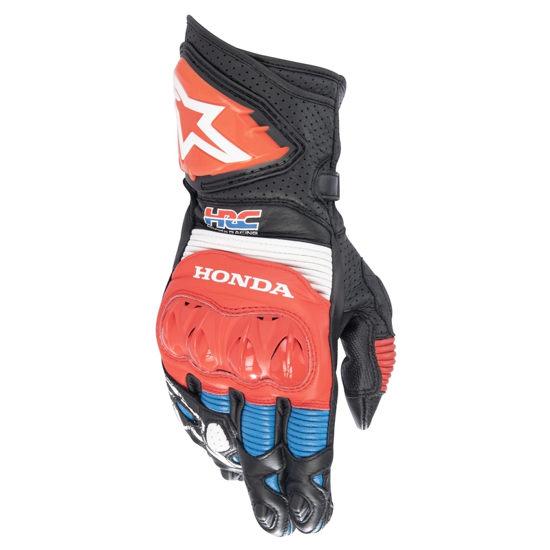 Motociklininko pirštinės Alpinestars GP PRO R 3 Honda juoda-raudona-fluo-mėlyna-balta